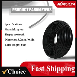 3.0mm 60 Meters Fine Quality Nylon Sawtooth Trimmer Rope Brush Cutter Strimmer Line Mowing Wire Lawn Mower Accessory