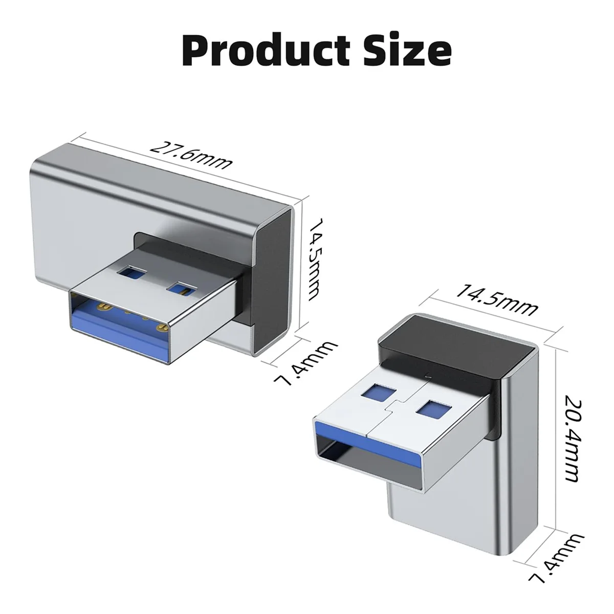 B29C-4PCS USB 3.0 Adapter , Up and Down Angle, Left and Right Angle USB a Male to Female Converter Extender for PC, Laptop