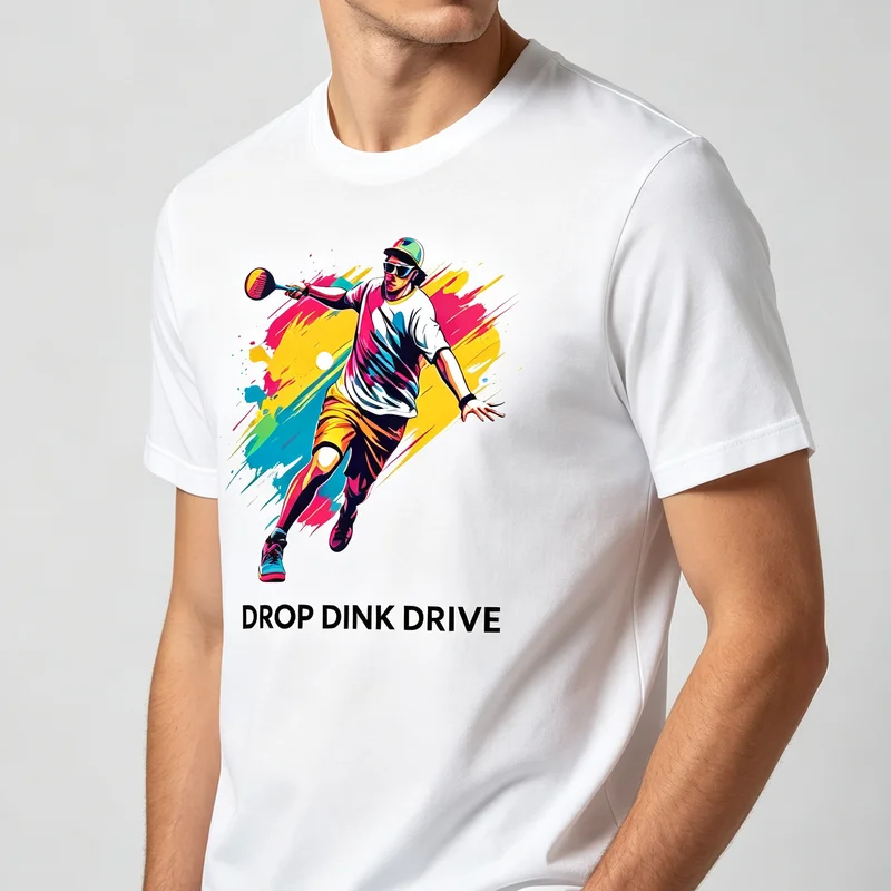 Drop Dink Drive Pickleball Player Graphic T-Shirt Colorful Sports Print Men Women Casual Cotton Streetwear  Trendy Y2k Top