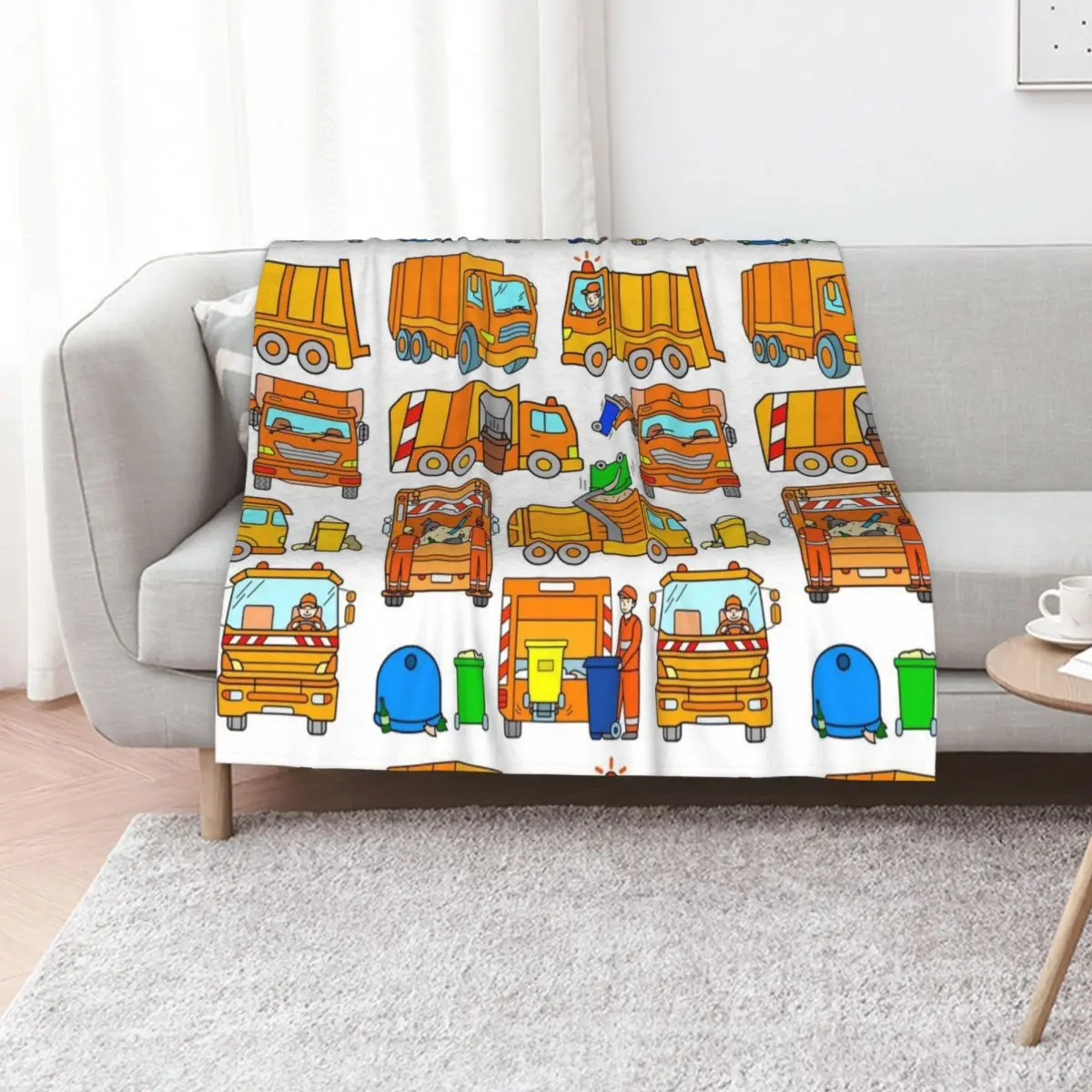 

Trashtruck Boys Girls Trash Vehicles Throw Blanket warm for winter Loose Decorative Sofa Sofas Blankets