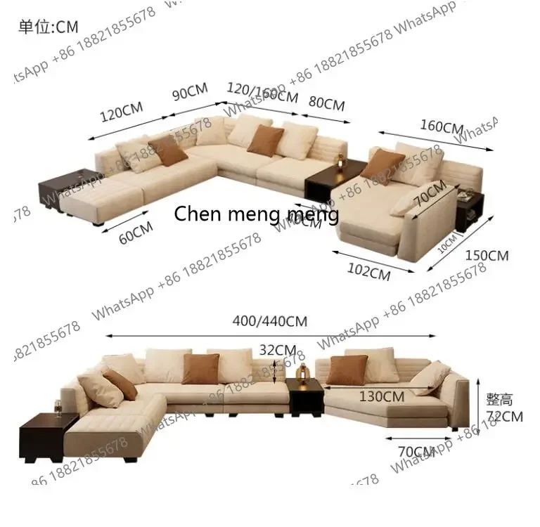 X New light luxury minimalist villa living room large apartment, high-end matte cloth sofa