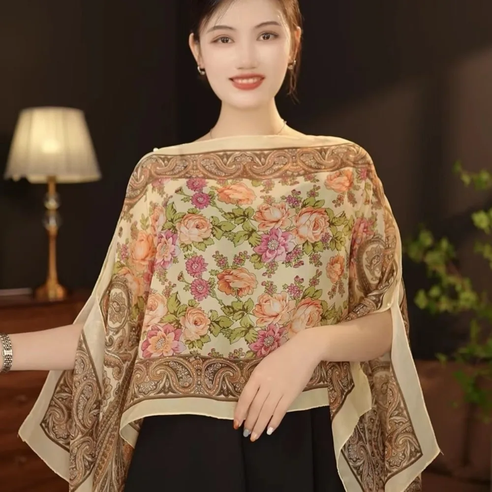New Fashion Breathable Sun Protection Shawl Chiffon Long Flower Scarf Coats Jackets Capes Lady Summer