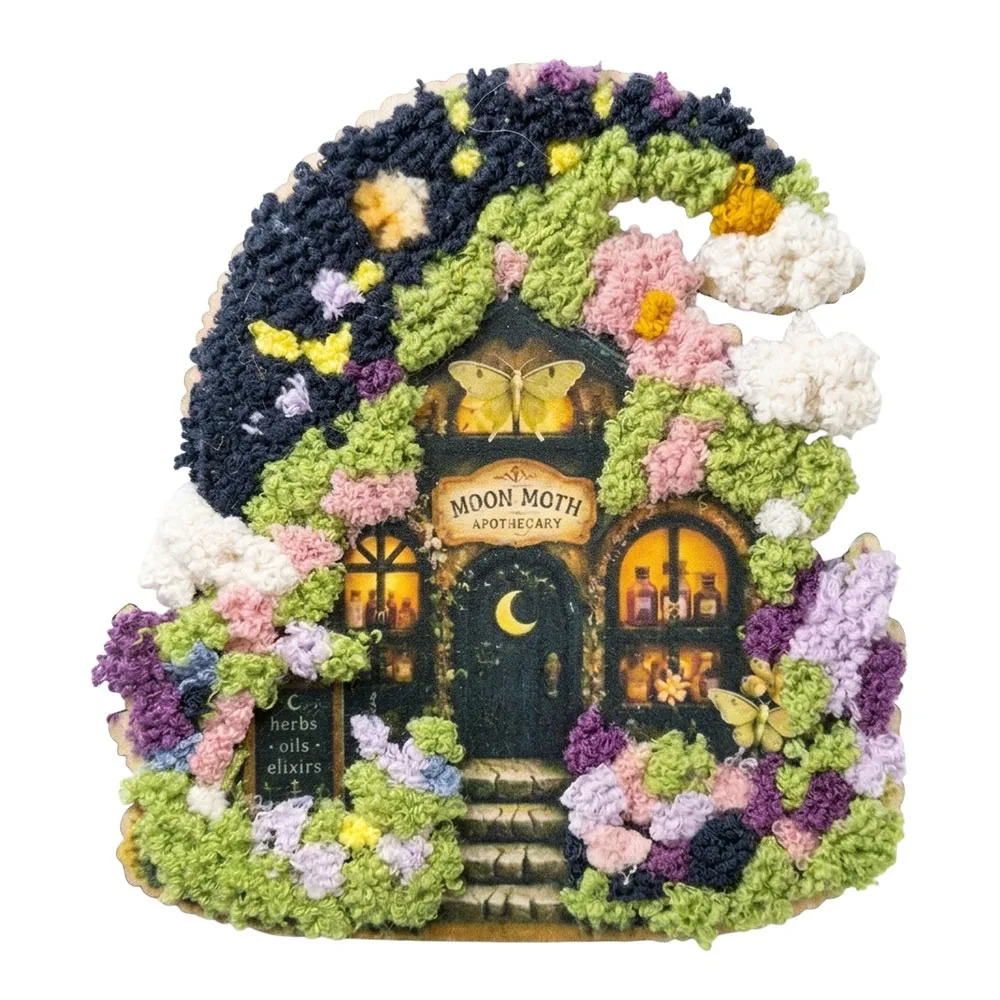 Whimsical Village 3D Fabric Poke Art Kit DIY 3D Textured Floral Mushroom Cottage Craft Set Semi-finished Product Village Theme