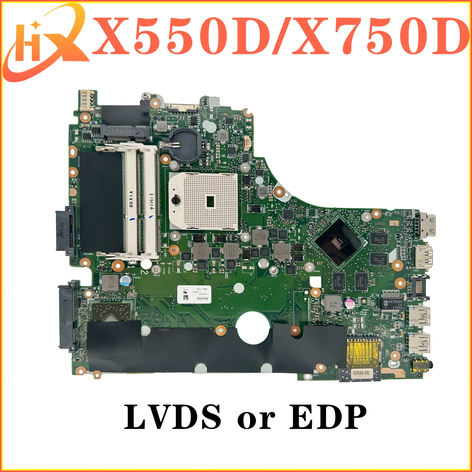 

X550D X750D Mainboard For ASUS X550/X750 X550DP X750DP A550D F550D K550D Laptop Motherboard EDP/LVDS