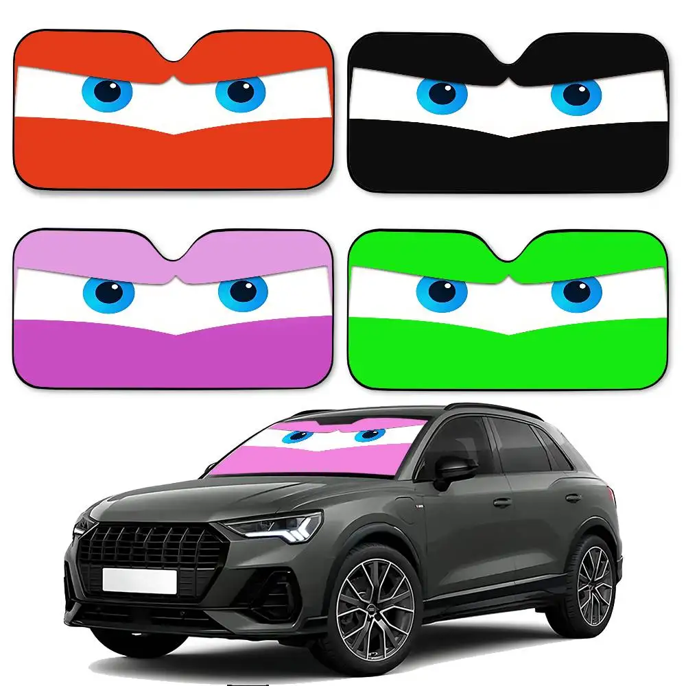 

Cartoon Angry Eyes Car Sunshade Curtains 130x70cm Car SunShade Windshield Cover UV Protection Auto Visor Accessories For Cars