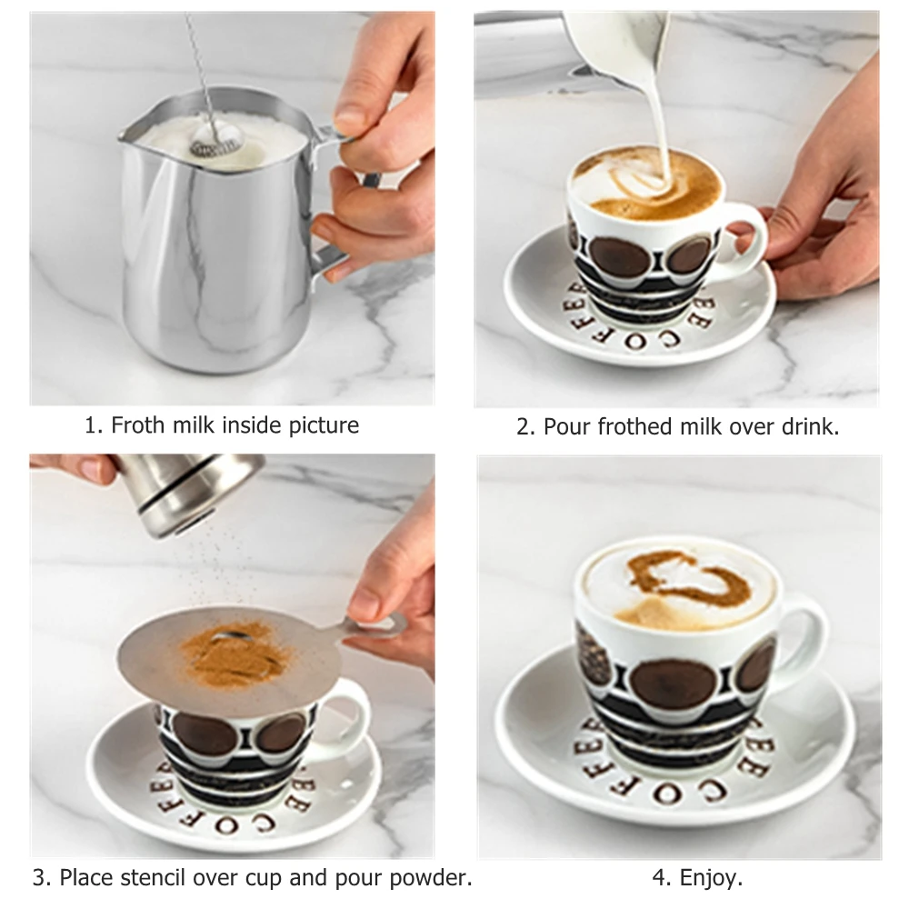5 Pieces Coffee Decoration Stencils Cappuccino Mold Fancy Coffee Printing Model Art Template Coffee Tool Foam Spray Cake Stencil