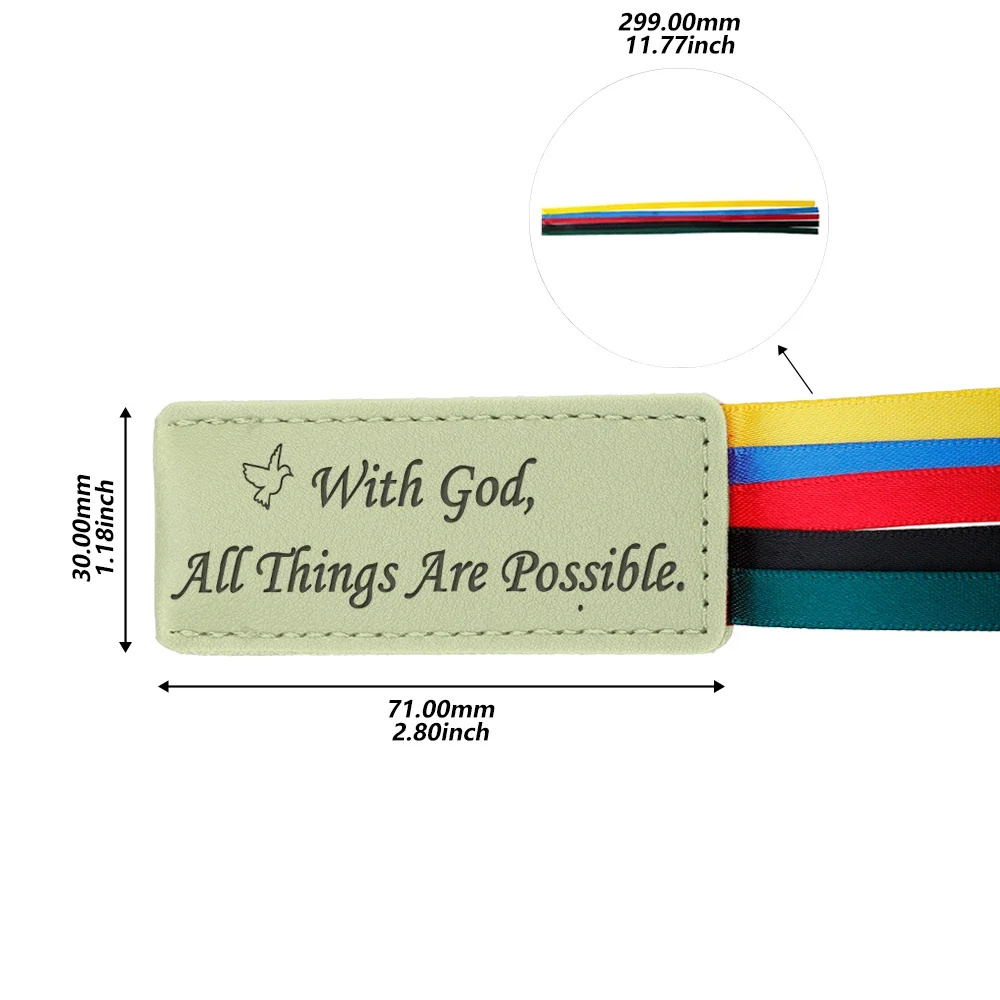 Leather Bible Colorful Ribbon Bookmarks Christian Faith Gift Engraved All Things are Possible Godmother Religious Baptism Gifts