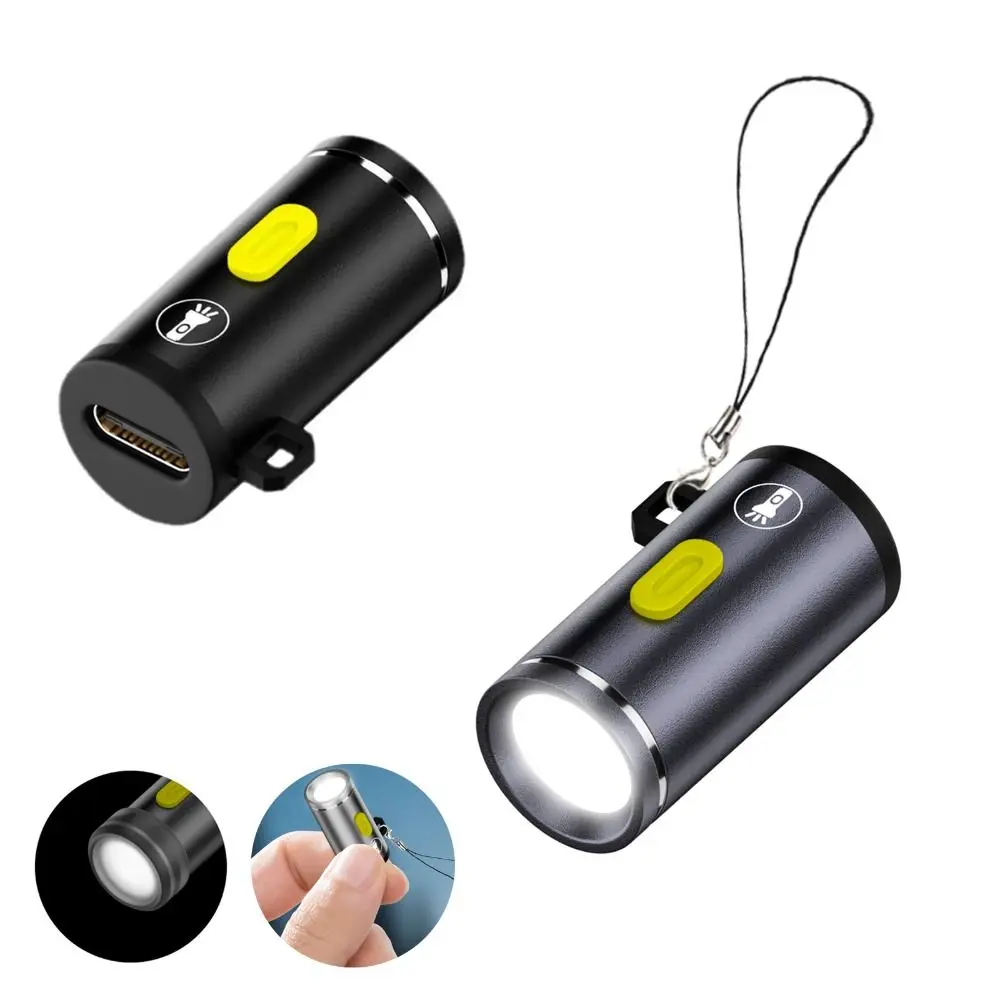 NEW Type-C Mini Flashlight with Lanyard Portable Keychain Flashlight Aluminum Alloy Cycling Pocket Flashlights Outdoor Lighting