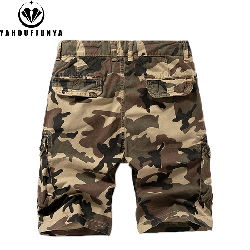 New Men Summer Outdoor Camouflage Cargo Straight Shorts Men Loose Casual Fashion Joggers Cotton High-Quality Design Short Male