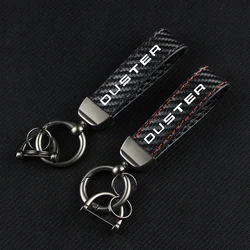 Carbon Fiber Leather Car Keychain Key Chain Pendant Keyring Horseshoe Buckle for Dacia DUSTER LODGY LOGAN SANDERO Accessories