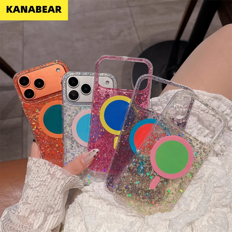 

Sparkly Glitter Magnetic Case for iPhone 17 Series - Dopamine Orange, Magsafe-Compatible, Premium Shine & Trendy Protection