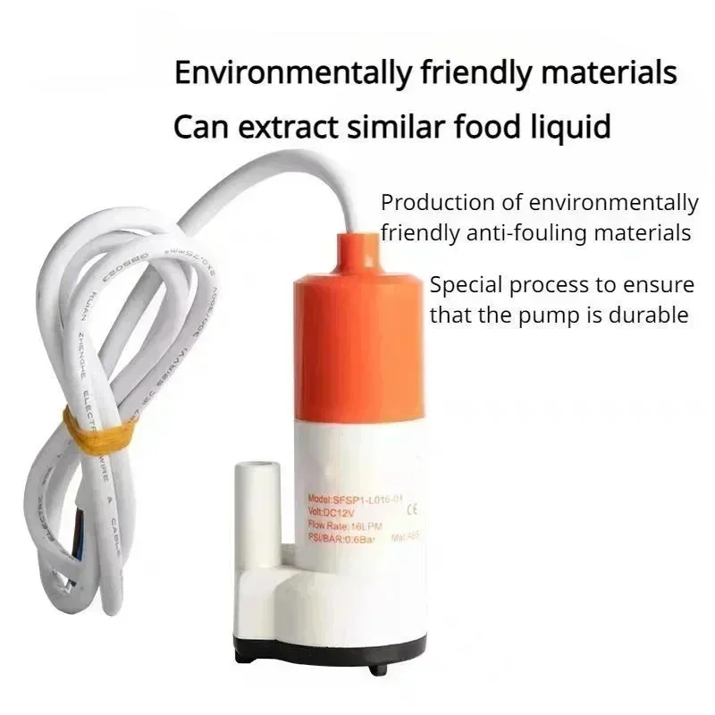 12V 12L/min 16L/min 6m High-lift Mini Submersible Pump Portable DC Electric RV Food Grade Small Water Pump