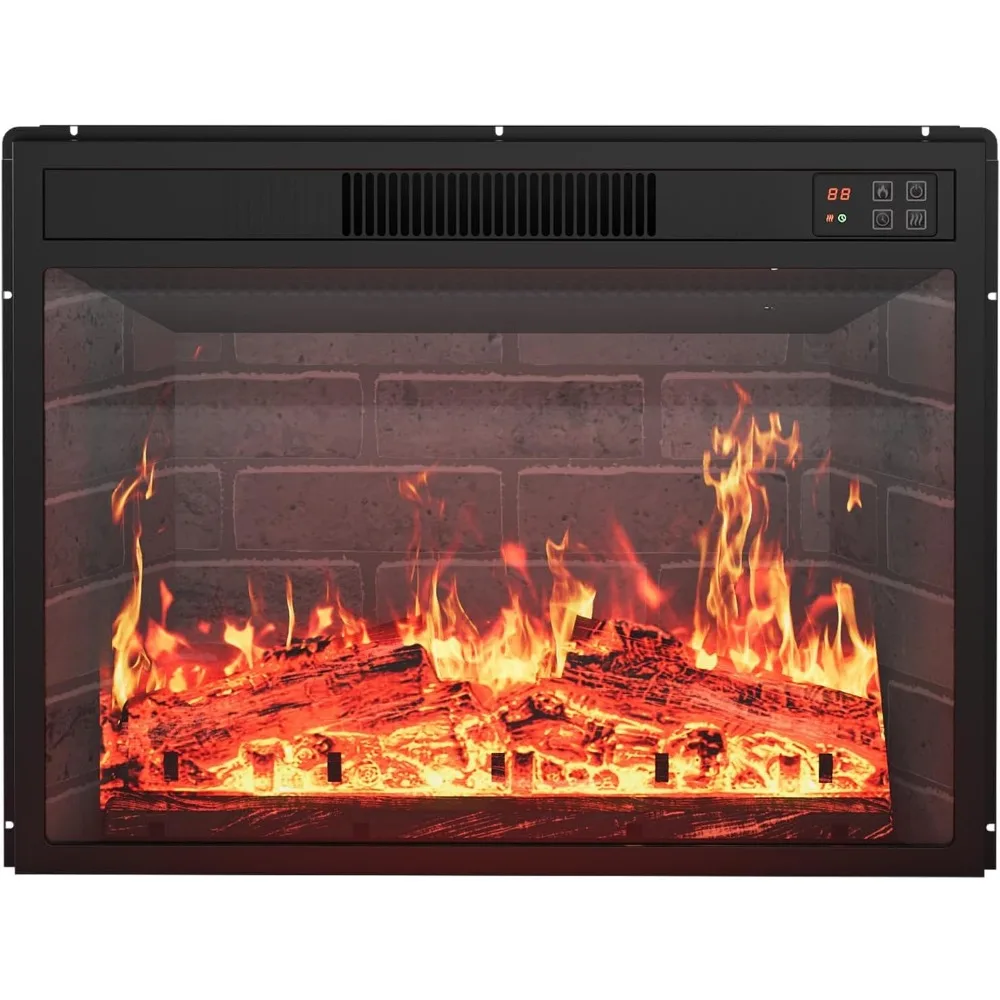 

Ultra-Slim Electric Fireplace with Wall or Recessed Mount, Dual Control, 12 Flame Options, 750/1500W Heating, Log and Crystals I