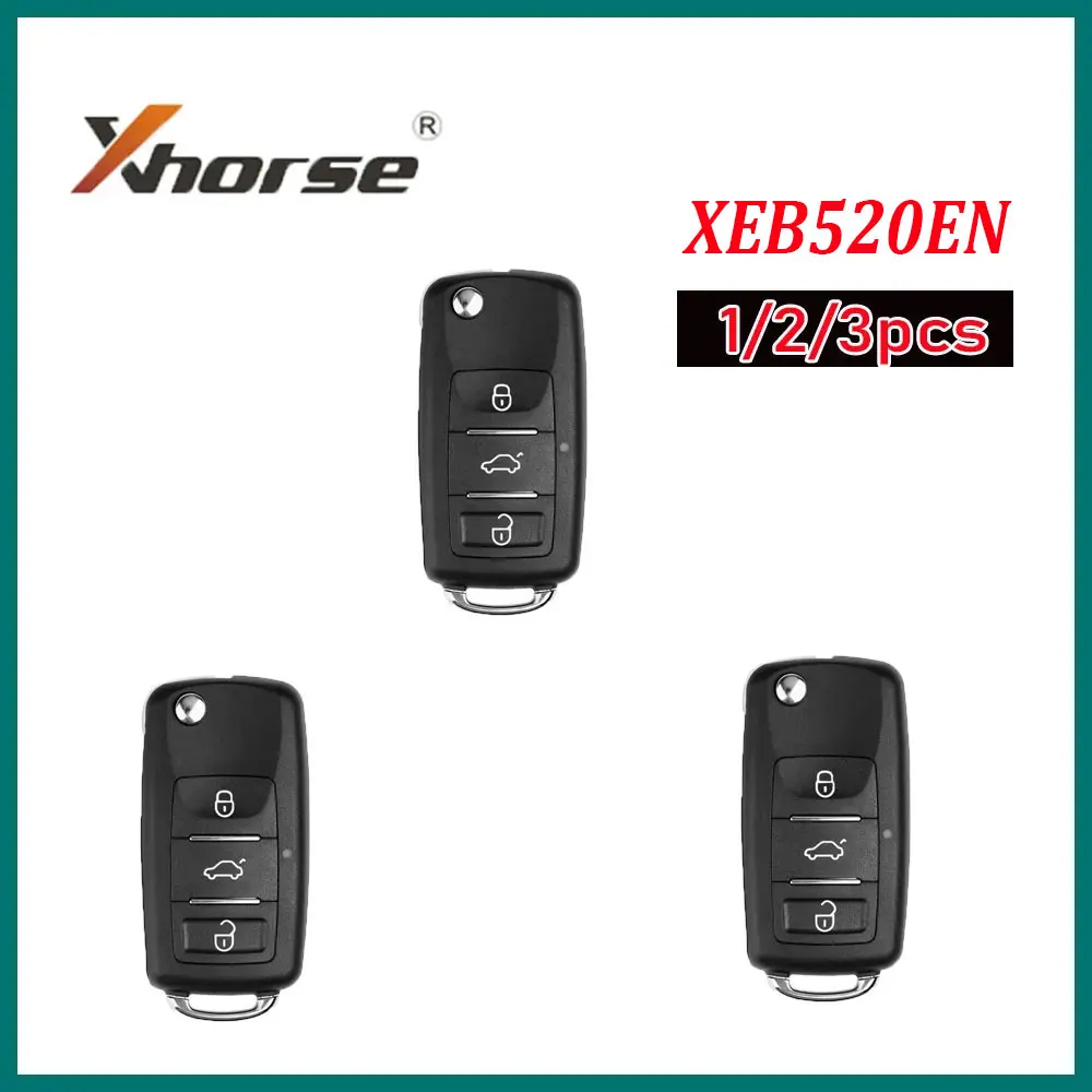 1/2/3pcs Xhorse XEB520EN replace XEB510EN with XT57B Super Chip 3 Button Car Remote Key for Volkswagen Keys for VVDI Key Tool