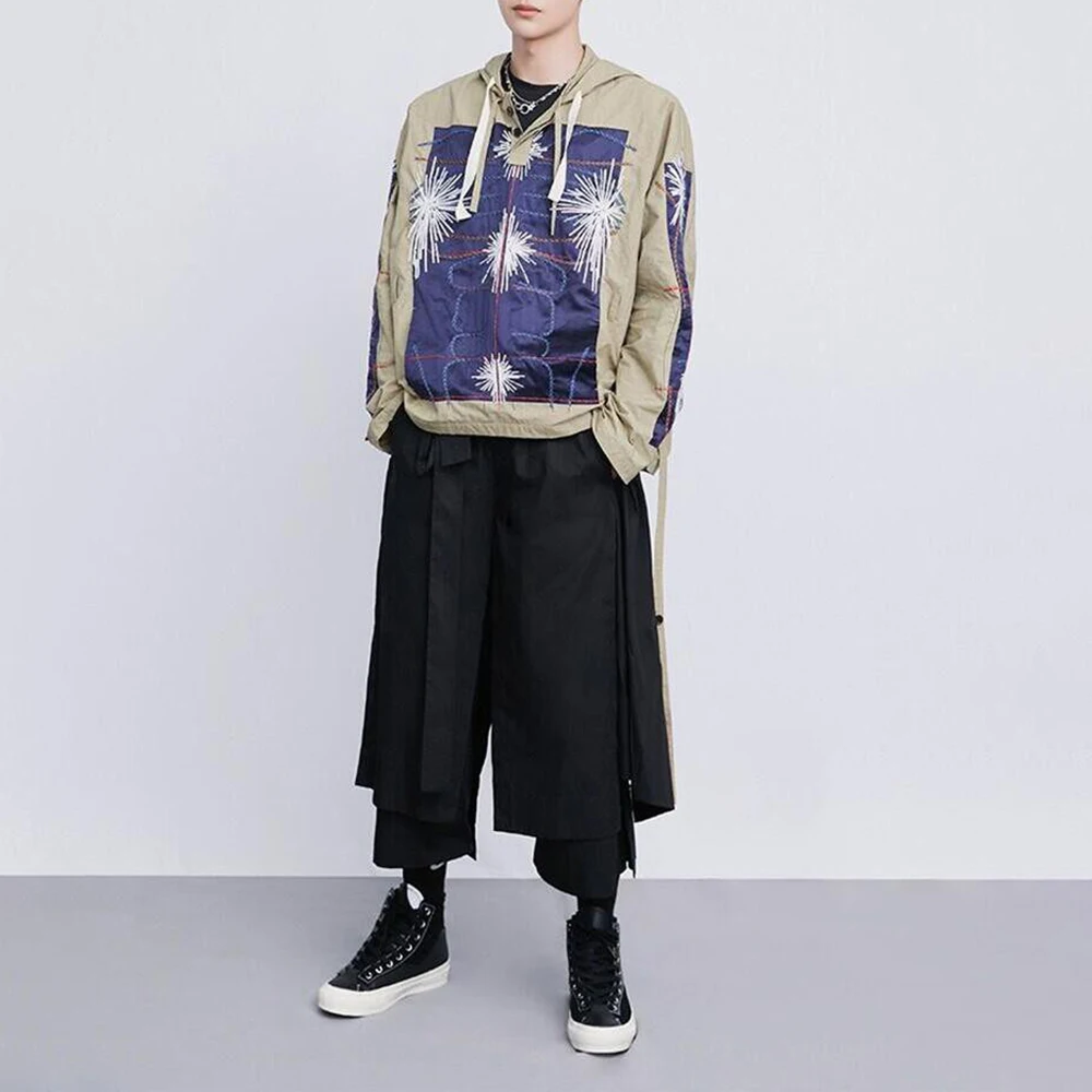 XS-5XL Summer New Men's Double-Layer Capri Pants American Retro Fashion Trendy Casual Simple Loose Breathable Men's Bottoms