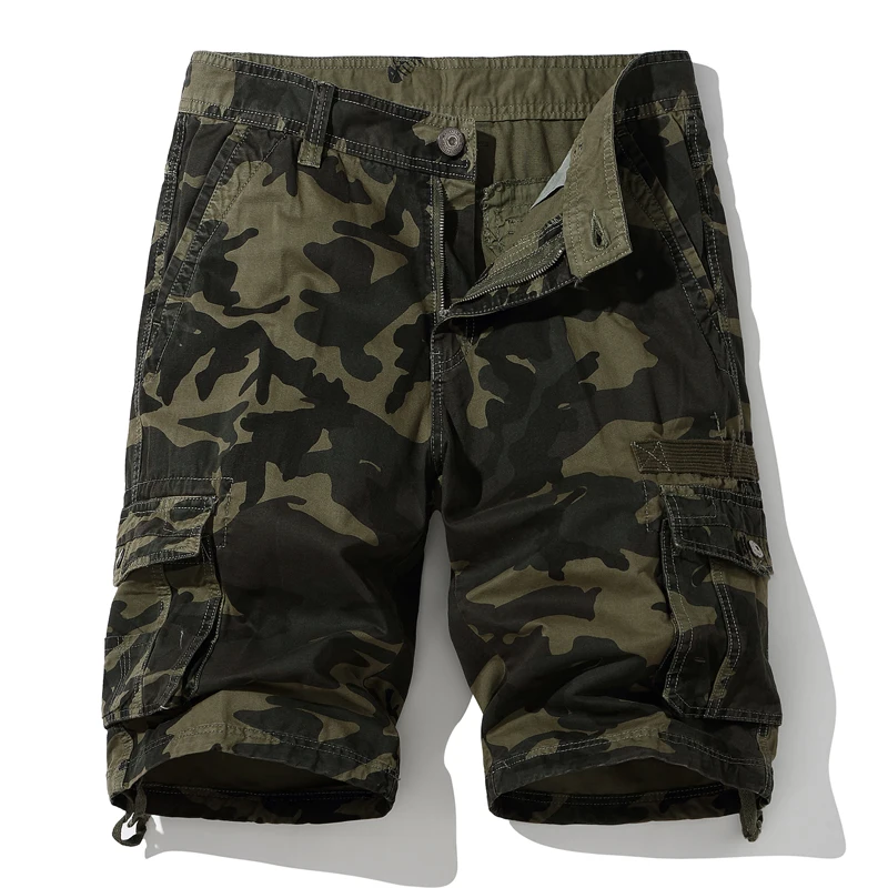 Men's Camouflage Shorts Loose Large Size Multi-Pocket Overalls Summer Cotton Comfortable Cargo Short Pants Outdoor Casual Sports