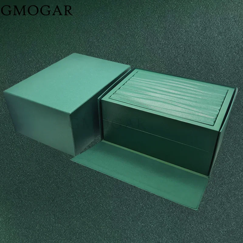علبة عرض ساعة واحدة خشبية خضراء جديدة صندوق تخزين الأساور لعيد الحب وأعياد الميلاد من الألياف الدقيقة بدون شعار #2