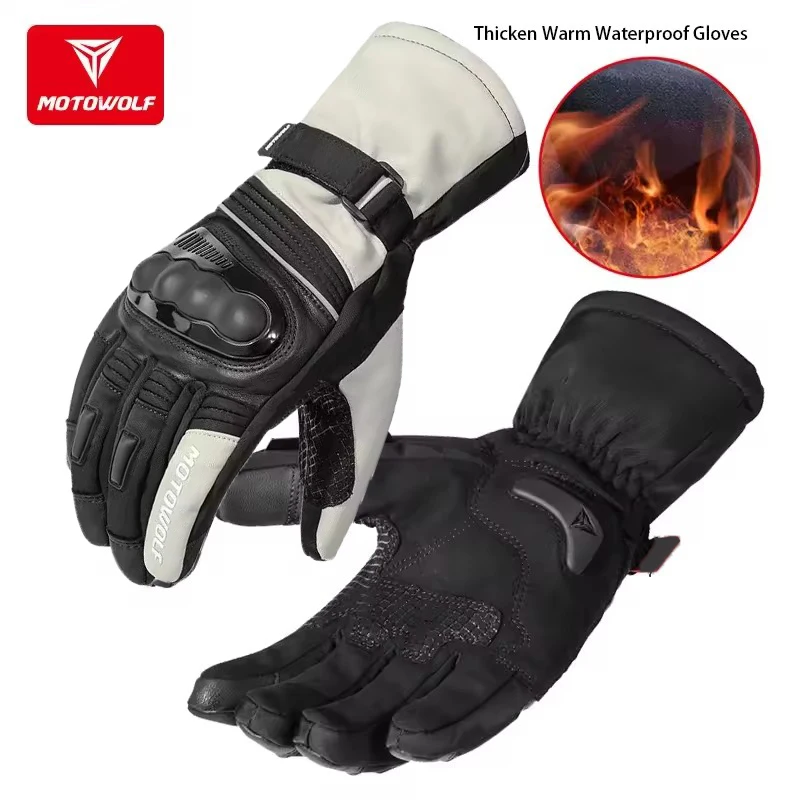 Men's Winter Warm Motorcycle Motorbike Riding Gloves Waterproof Windproof Cold-proof Touch Cycling Glove Moto Heated Accessories