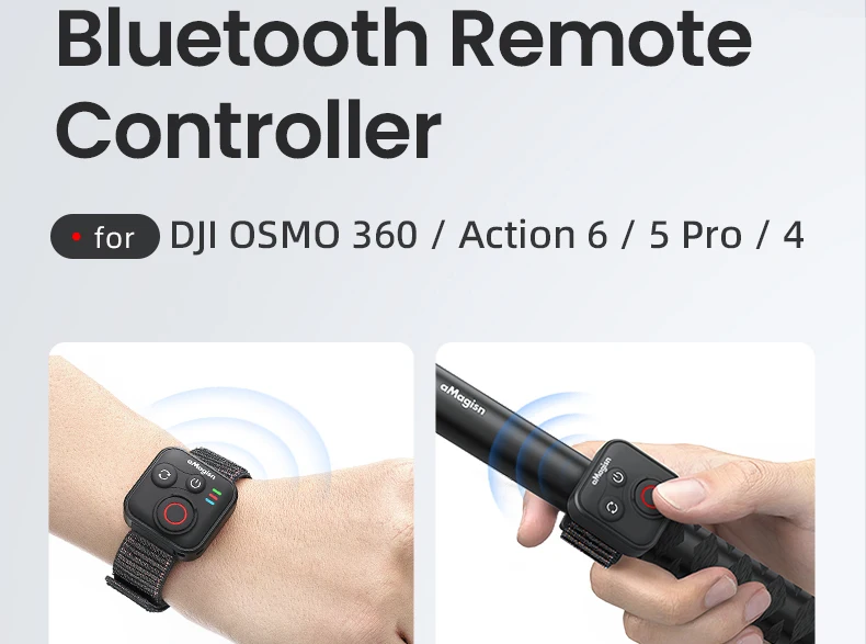 Für DJI Osmo Action 360/Action 6 5 4 Drahtlose Fernbedienung 50 m Entfernung Controller Sport Kamera Zubehör mit Handschlaufe – Detail 3