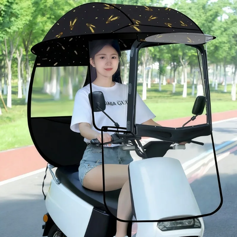 

New Electric Vehicle Sunshade Umbrella Sunscreen Cover Rainproof Windproof Canopy for Electric Rider Delivery Bike Rain Shelter