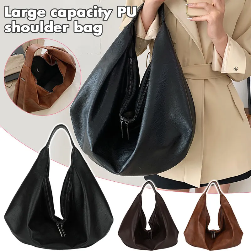 

Women's PU Leather Tote Bag Large Capacity Shoulder Handbag with Zipper Compartment Closure & Organized Pockets for Work Travel