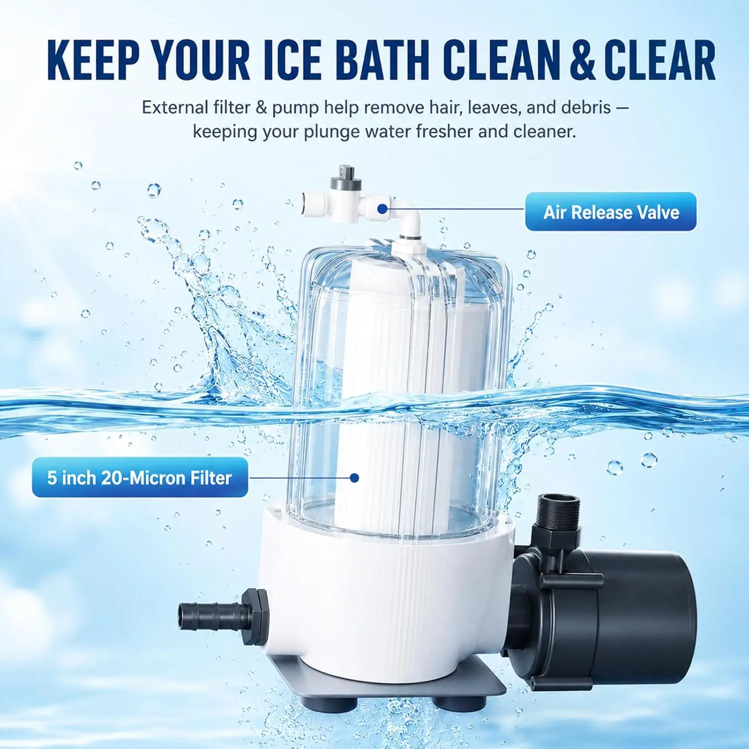Upgraded Submersible Ice Bath Water Chiller with External Filter and Pump for Cold Plunge Recovery Athlete Use