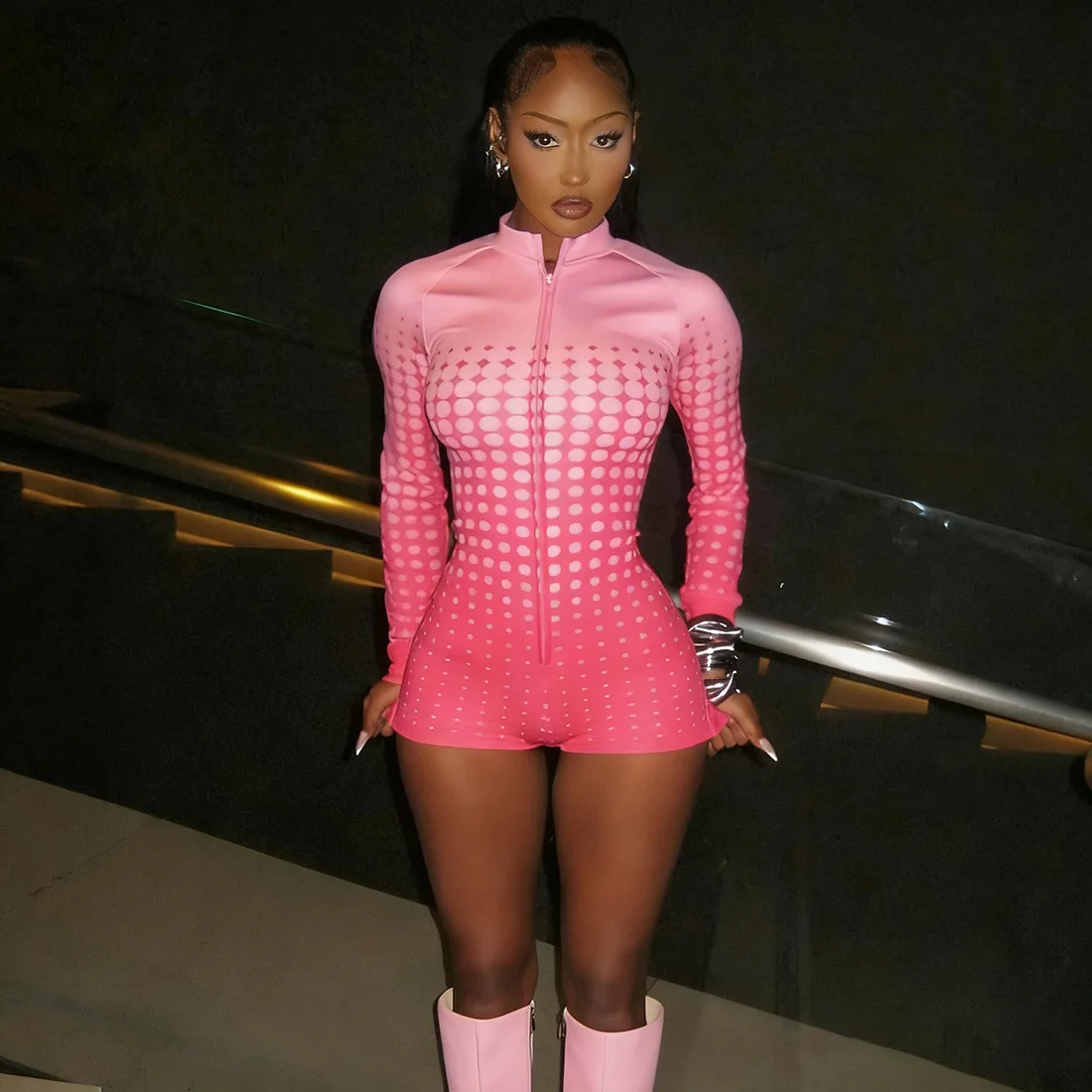 

Сексуальные комбинезоны на молнии, осенняя одежда 2024, женская уличная одежда Y2K, элегантный роскошный облегающий модный цельный леопардовый комбинезон