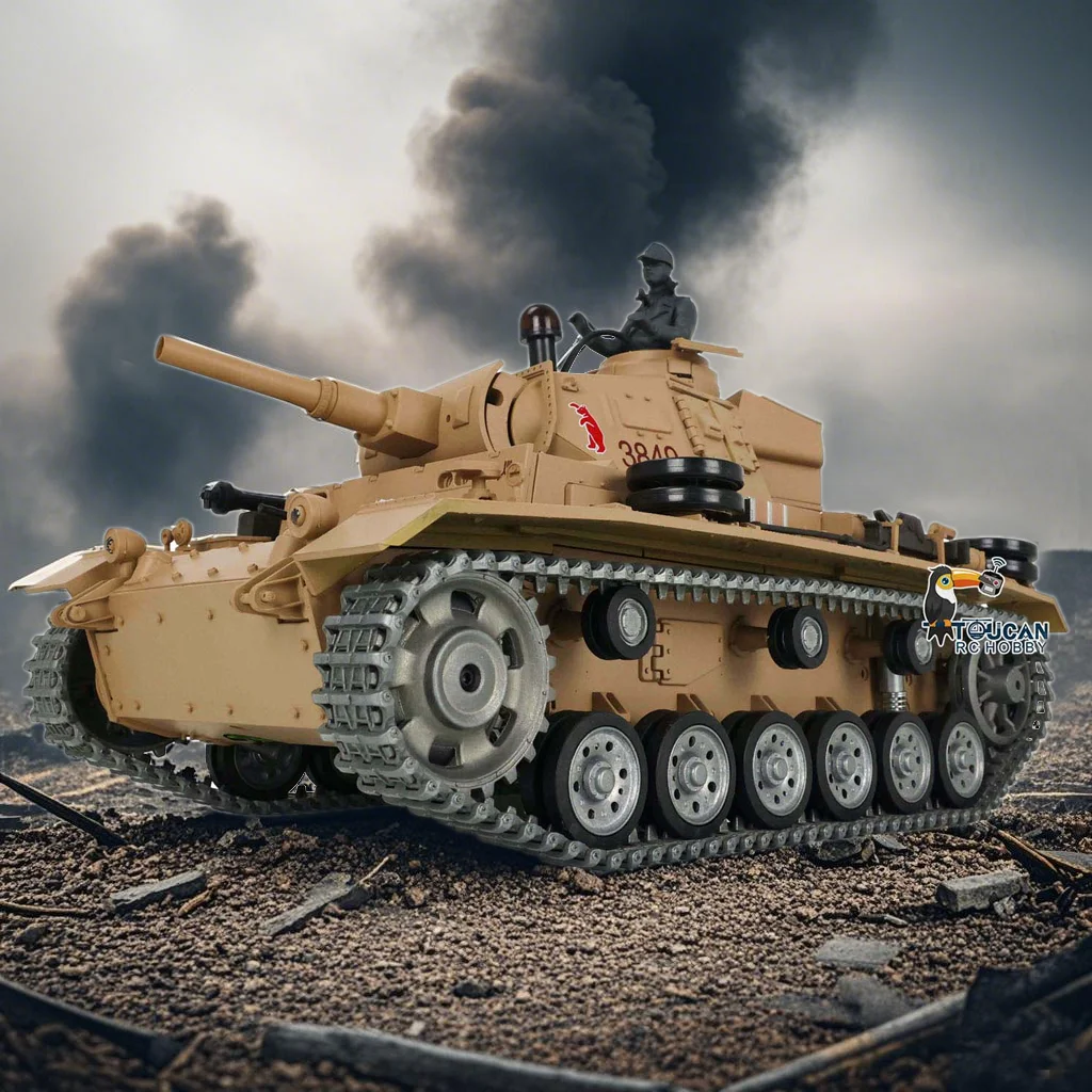 Stock en EE. UU. Heng Long 1/16 3849 RC Tank 7,0 personalizado Panzer III H RTR RC tanque pistas de Metal ruedas modelo de vehículo TH17369