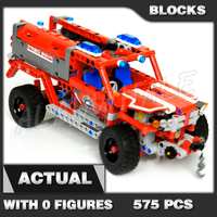 575pcs 2in1 Technical First Responder Department SUV Fire Racer Light Tower 10824 Building Block Set Compatible with Model