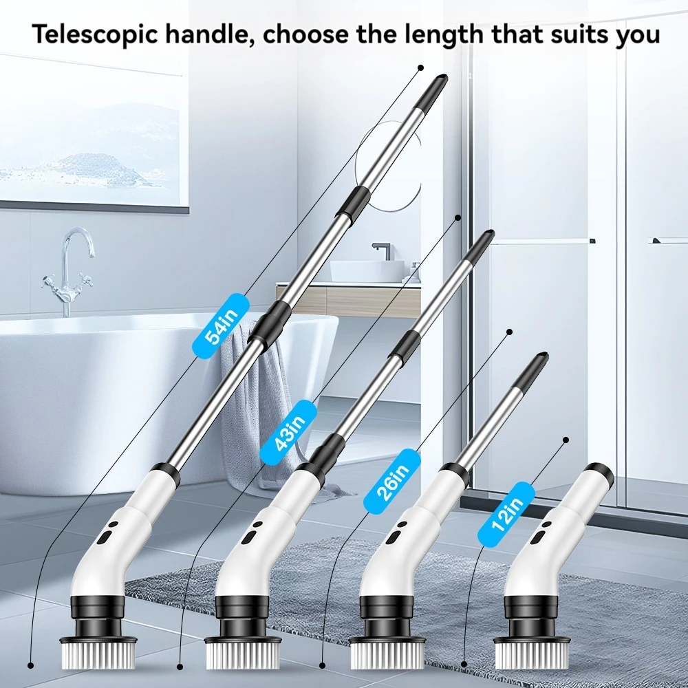 9-in-1 Electric Cleaning Brush Wireless Telescopic Handheld Kitchen Floor Bathroom Cleaning Toilet Brush Home Appliances