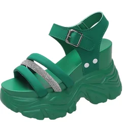 Sandals Women Platform Shoes 2025 Summer Open Height Increasing 10Cm High Heel Ladies Sandal Wedges Chunky Shoes Sandalias Mujer