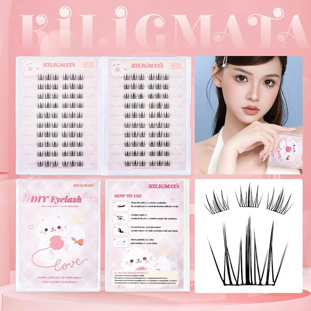 Cílios postiços sem cola, aparência natural, faça você mesmo, autoadesivo, cluster de cílios individuais, extensão de cílios, ferramentas de maquiagem