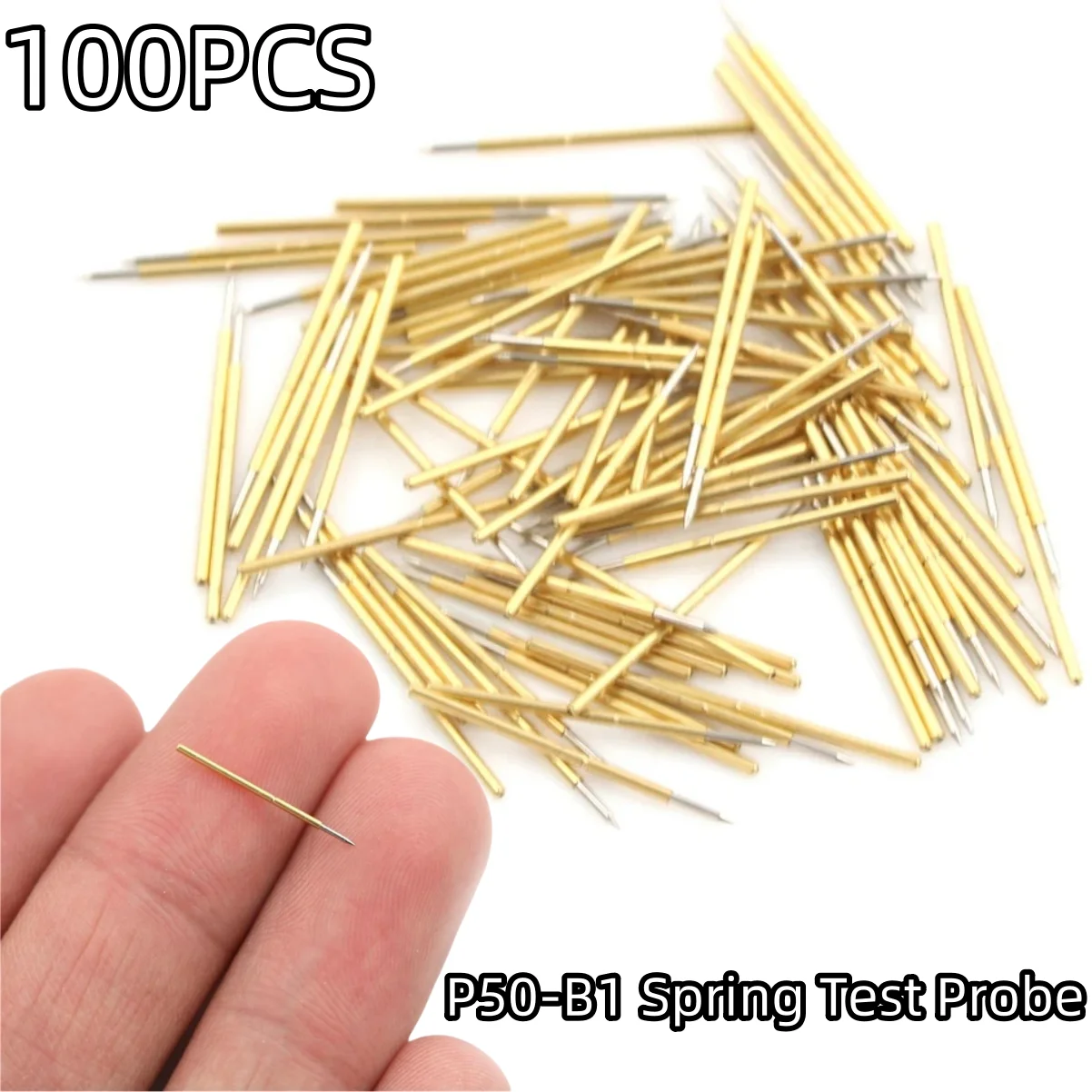 100PC 3A Small Stainless Steel Fine P50-B1 Dia 0.68mm Length 16mm Spring Pressure Test Probe Pogo Pin Tool Accessories Parts