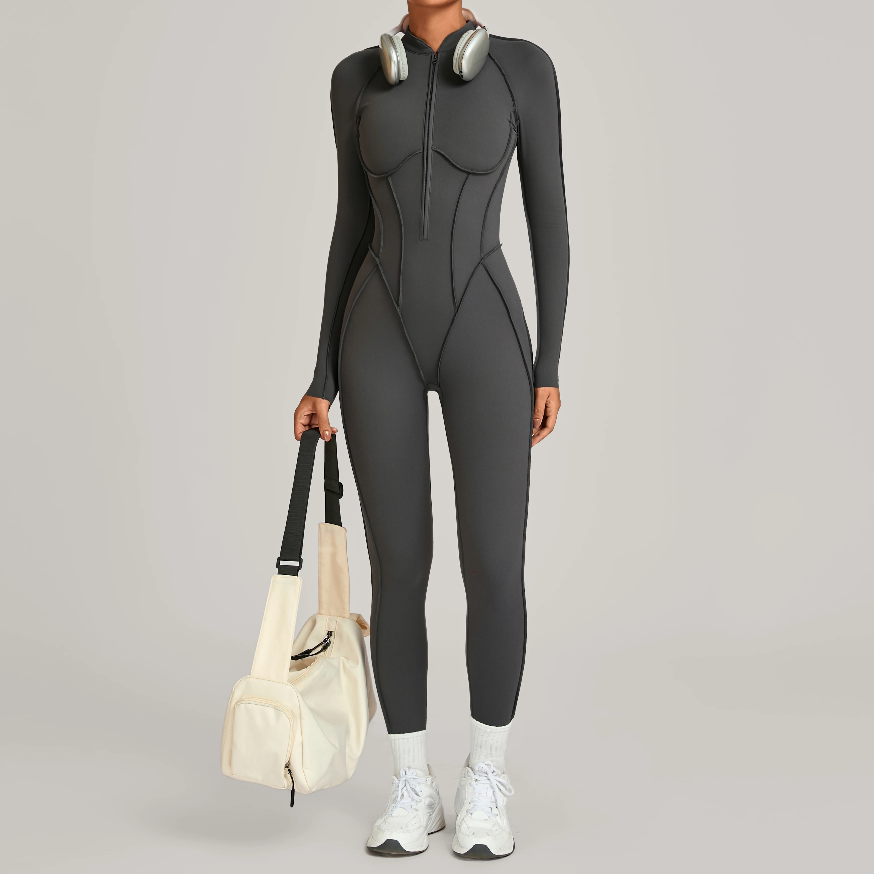 Women Fitness Yoga Zipper Jumpsuit High Elasticity Sport Bodysuit Female Outdoors Gym Tracksuits Workout Sports Sexy Jumpsuit