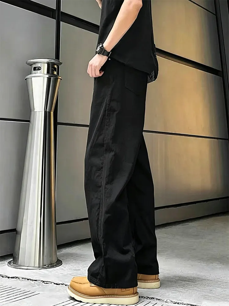 Black Bull 517 Men's Bell Bottom Jeans High Waist Straight Leg American Style Elastic Waistband Casual Trousers
