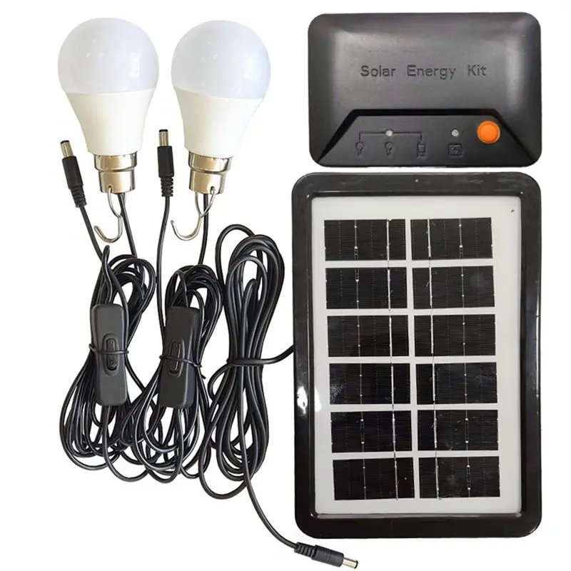 【LIMITED TIME DISCOUNT】LED Bulbs 2 Independent Switch Portable Solar Power Lighting Kit USB Charging For Camping Tent Po