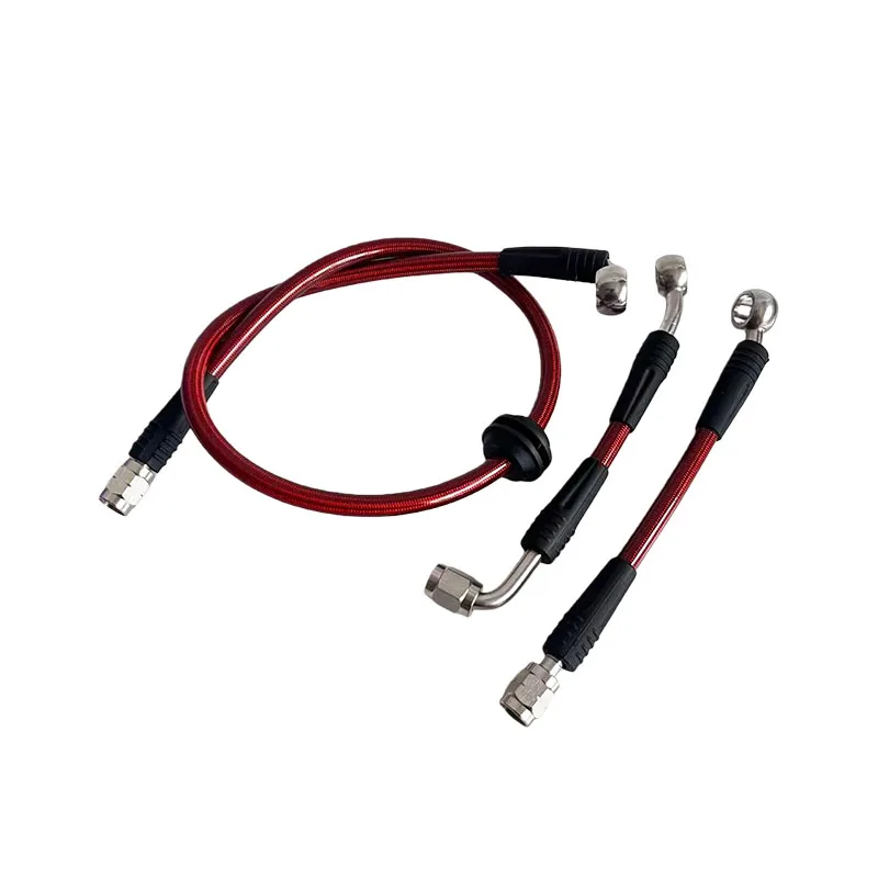 AN3 Stainless Braided PTFE Cars Brake Hose Master to Slave Cylinder Complete Brake Clutch Oil Pipe Female M10x1 90°Cars Motorcar