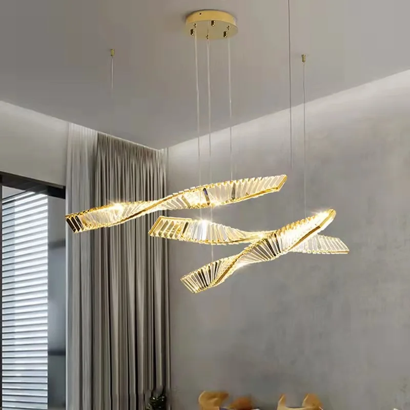 

Modern Minimalist Decor Hot Selling Crystal Chandelier Staircase Living Room Bedroom Pendant Lights Lusters Luminaires Designer