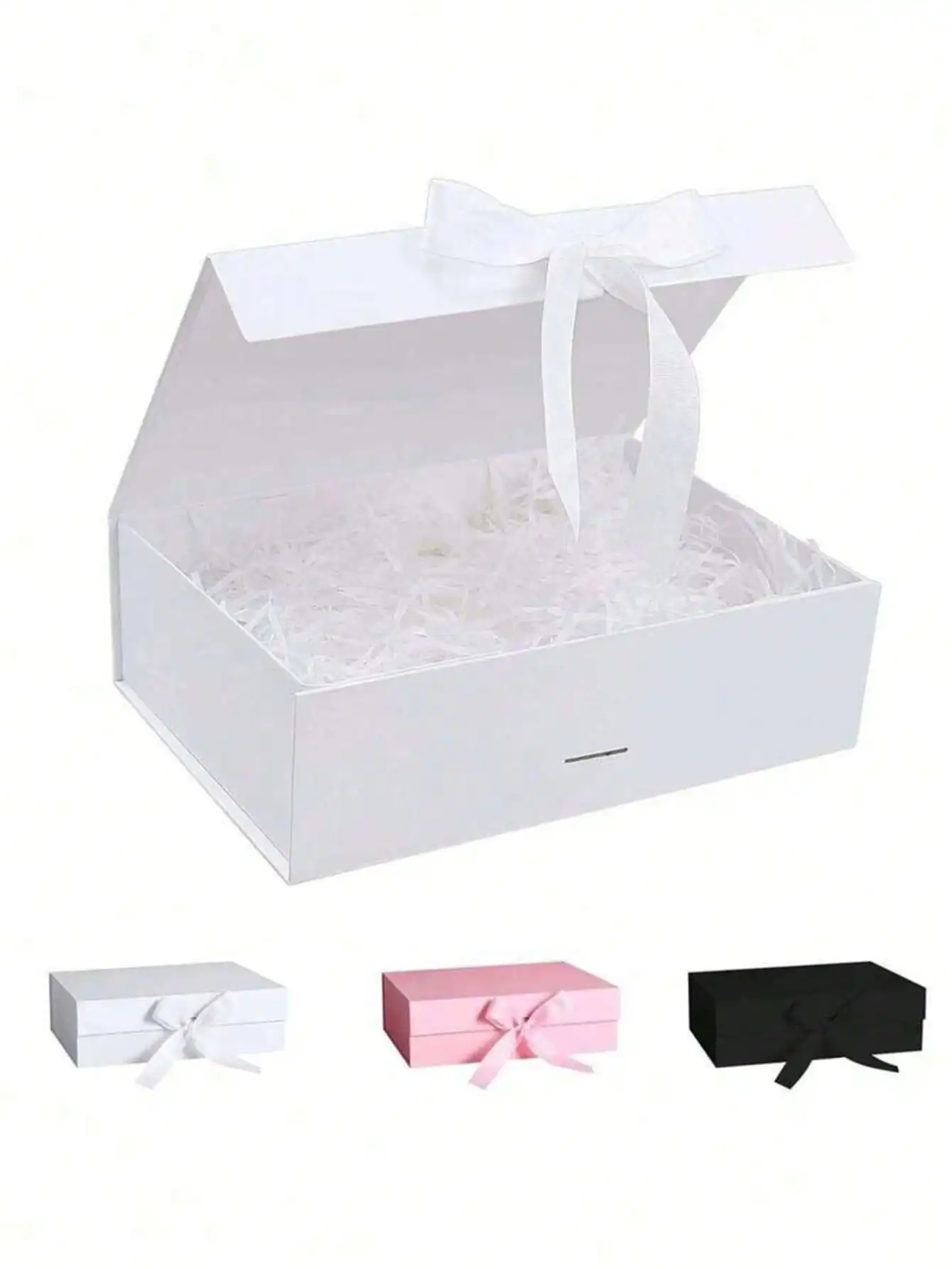 Boîte-cadeau de ruban de couleur unie à fermeture magnétique pliable, boîte-cadeau de fête de mariage, adaptée à la fête d'anniversaire, de vacances, de noël, 1 pièce