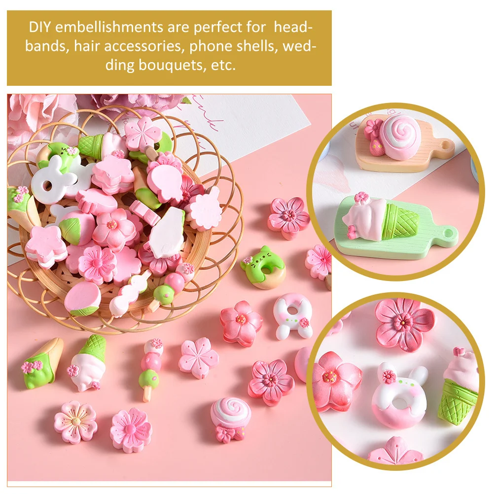 ชาร์มเรซิ่นรูปดอกไม้ 20 ชิ้น วัสดุงานฝีมือ DIY ทนทาน สำหรับตกแต่งเคสมือถือและเครื่องประดับ