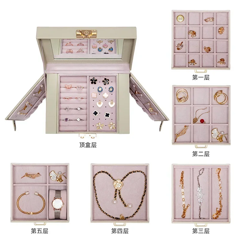 HYS multi-layer handle drawer exquisite jewelry box wedding necklace ring gift wholesale double-layer