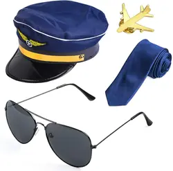 PESENAR Airline Pilot Captain Costume Set Pilot Costume Accessories Set with Pilot Sunglasses