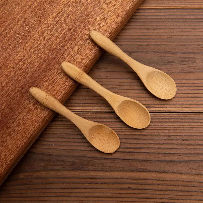 100pcs 7.5cm 9cm 10cm Bamboo Spoons Honey Spoon Baby Spoons Mini Spoons