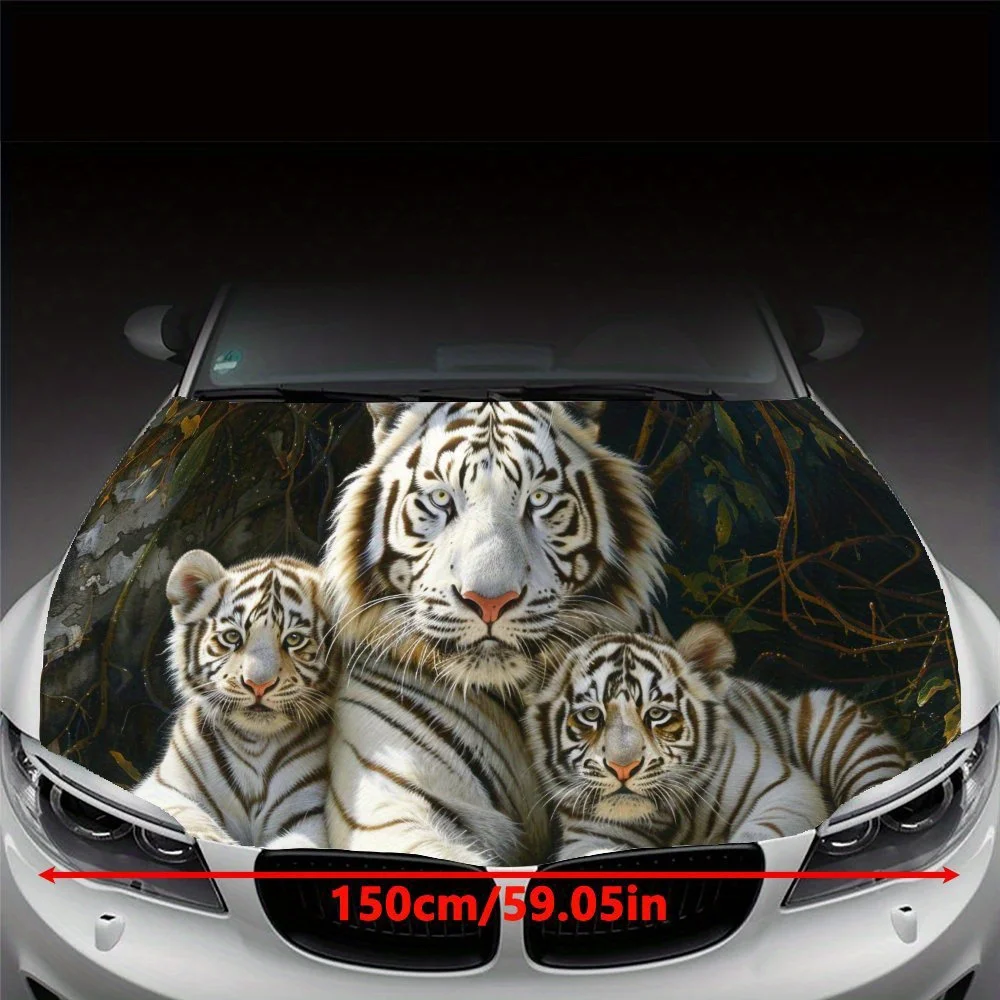 Beautiful White Tiger Family Car Hood Wrap Color Vinyl Sticker Truck Graphic Bonnet Auto Accessories Decoration Decal Gift