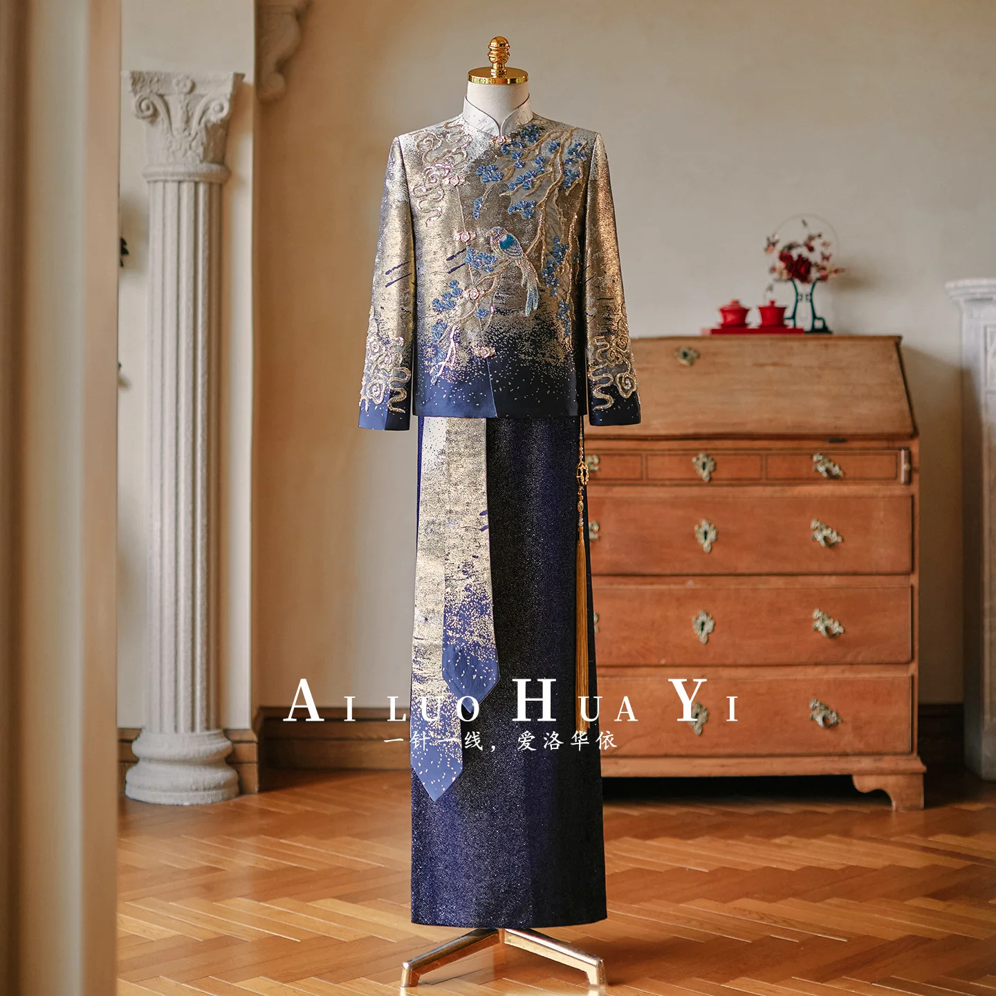 

Элегантные мужские свадебные платья в китайском стиле размера плюс, костюм Тан, куртка, золотое кимоно для мужчин, Новое поступление