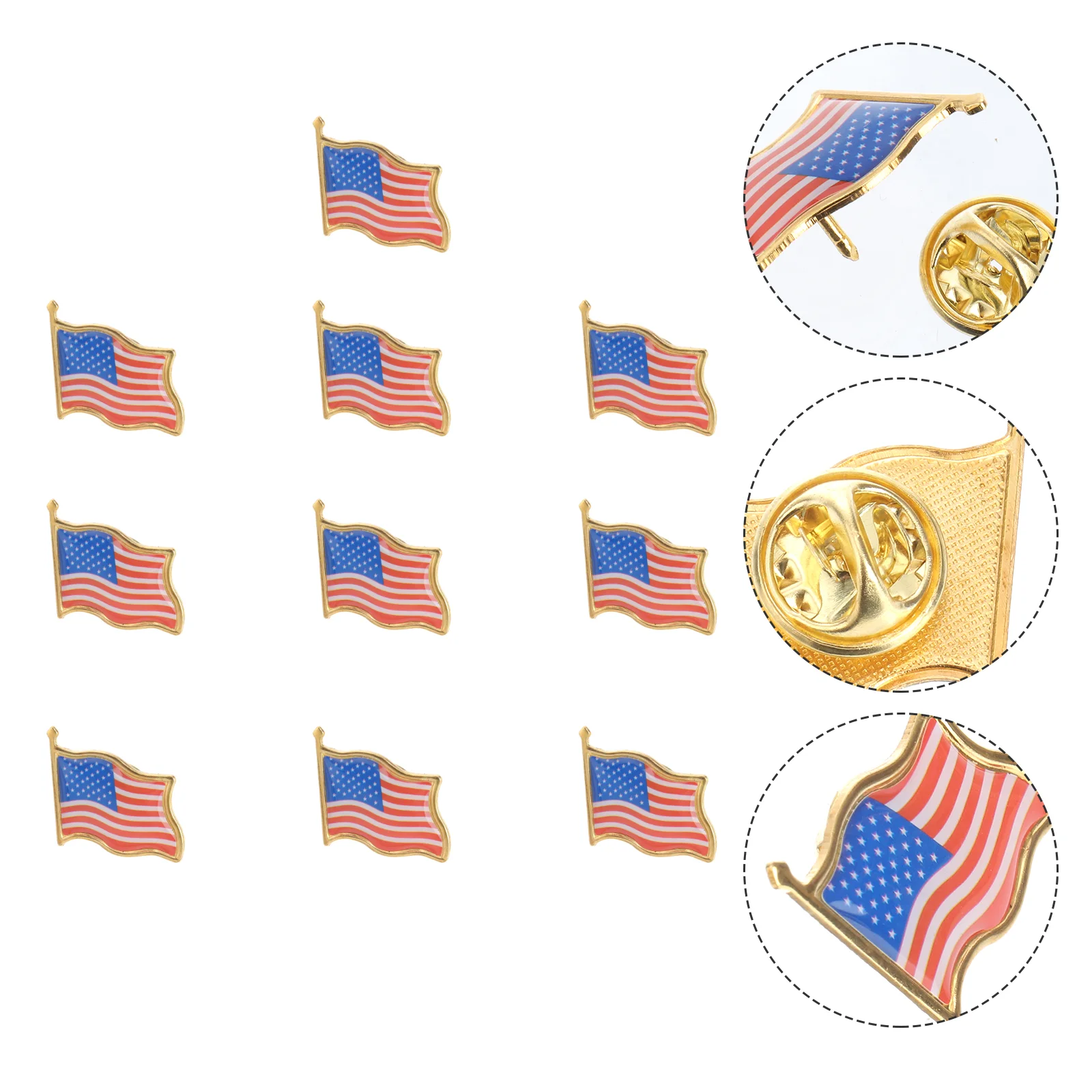 

10 PCS Clothes Pins Tack Badge Suit United States American Lapel USA Flag Hat Miss