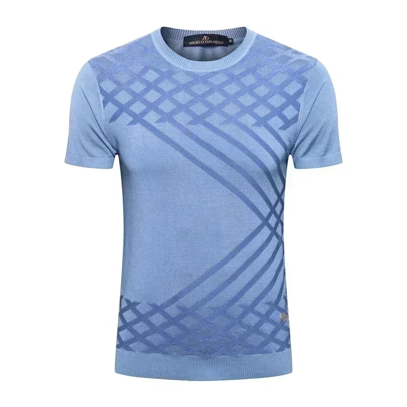 SIJITONGDA2025 Shirt Silk Men 2025Civilized Shirt Casual Thin Crew Neck High Quality Big Size M-6XL