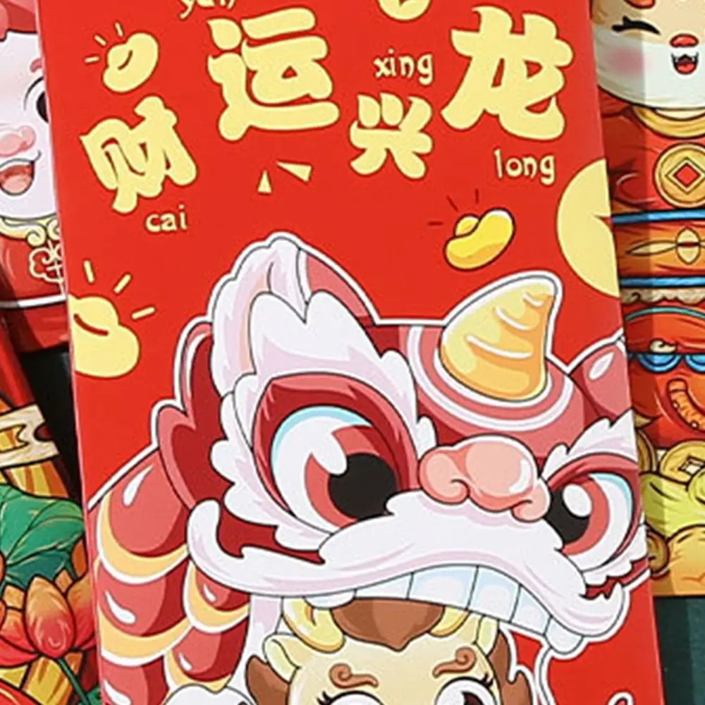 

2024 Новогодний пакет Красный конверт с узором дракона Лучшие пожелания Карман для денег Удача Сумка для денег Сумка для благословения Свадьба День рождения