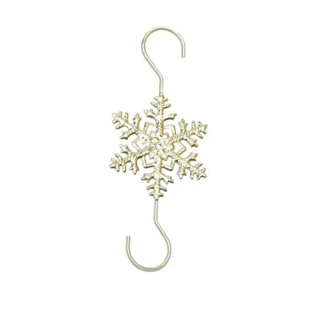 5Pcs Snowflake Pattern Christmas Snowflake Hook Silver Gold S Shaped S Hook Durable Metal Tree Ornament Hanging Hook
