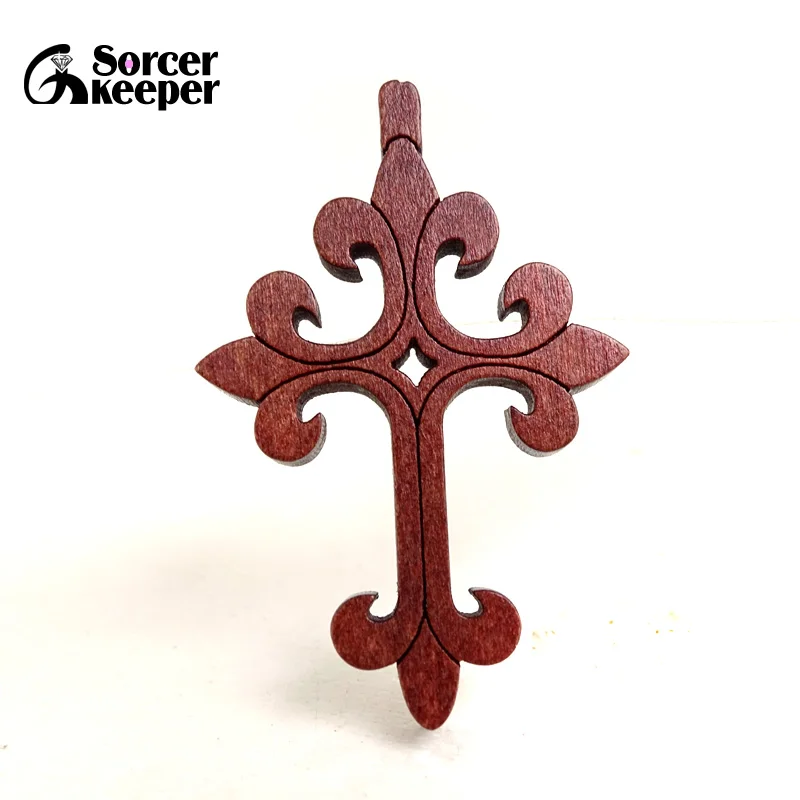 

50/100Pc New Natural Wooden Crosses Carved Crucifix Cross & Clip Bail Charm Pendants Statue Sculpture Jewelry for Necklace BG291